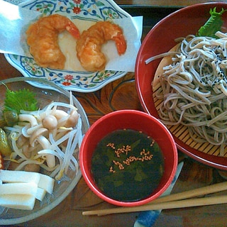 和風盛り合わせサラダ&天ぷら蕎麦セット